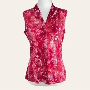 CALVIN klein sleeveless v-Neck top pink red